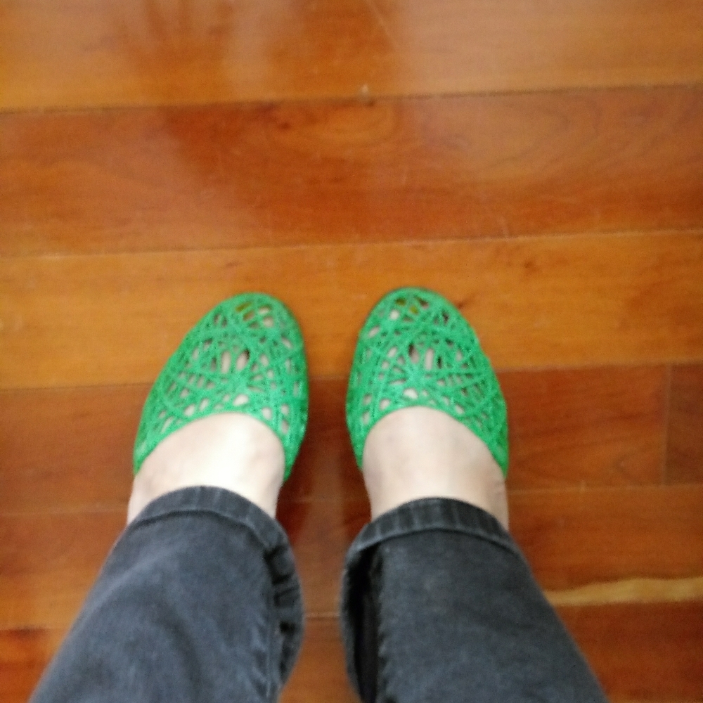 CRACKED Melissa Rubber Green Spike Heels